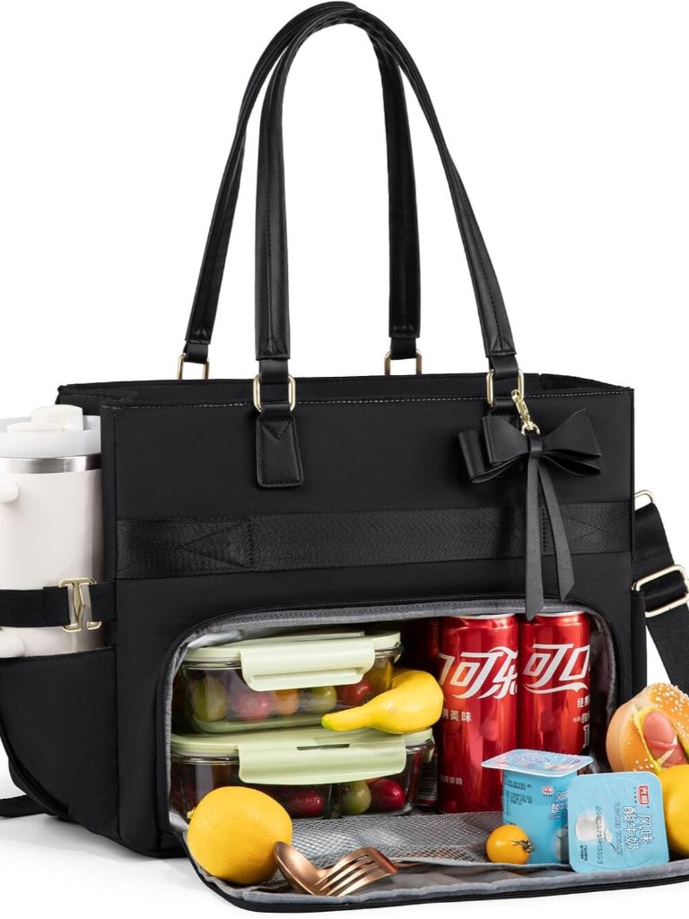 Lunch Bag, Tote Bag for Women with Insulated Lunch Compartment, Large Capacity T